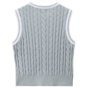 Women Korea Collection Cotton Blend Cable Knit Crew Neck Vest