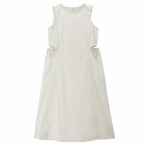 05466502001--01-main-creamware Women Korea Collection Nylon Blend Sleeveless Waist-Detail Midi Dress