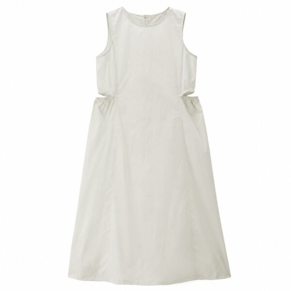 05466502001--01-main-creamware Women Korea Collection Nylon Blend Sleeveless Waist-Detail Midi Dress