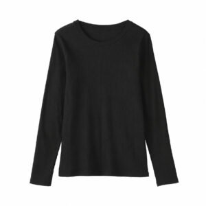 BB2TUA6S-01-main-black LYOCELL BLENDED RIBBED CREW NECK LONG SLEEVE T-SHIRT