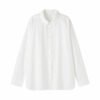 WOMEN WASHED BROADCLOTH REGULAR COLLAR LONG SLEEVE SHIRT