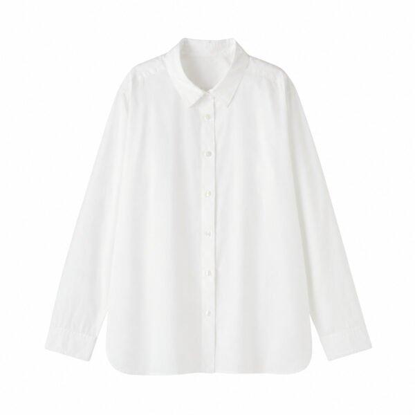 WOMEN WASHED BROADCLOTH REGULAR COLLAR LONG SLEEVE SHIRT