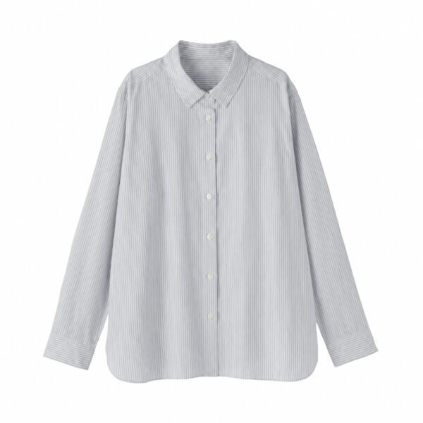 WOMEN WASHED BROADCLOTH REGULAR COLLAR LONG SLEEVE SHIRT