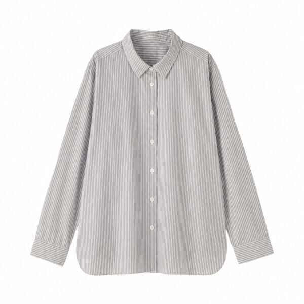 WOMEN WASHED BROADCLOTH REGULAR COLLAR LONG SLEEVE SHIRT