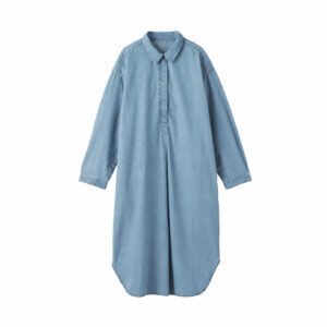 BC2QEA6S-01-main-light-blue KAPOK LIGHT-WEIGHT DENIM LONG SLEEVE DRESS