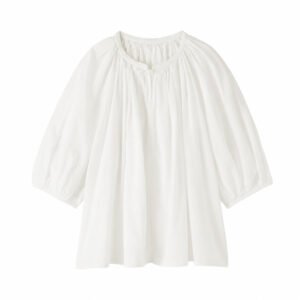 BC2QGA6S-01-main-white HIGH TWISTED COTTON SHEER SHORT SLEEVE BLOUSE