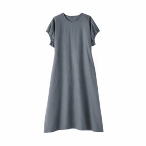 BC2RLA6S-01-main-dark-grey LINEN BLENDED COTTON SHORT SLEEVE DRESS