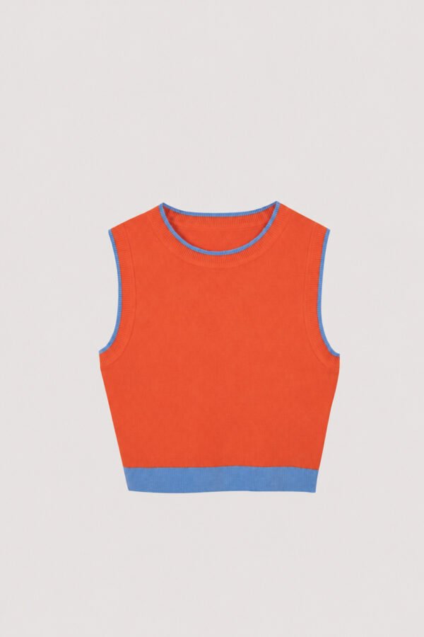 Knitted Colourblock Cropped Top
