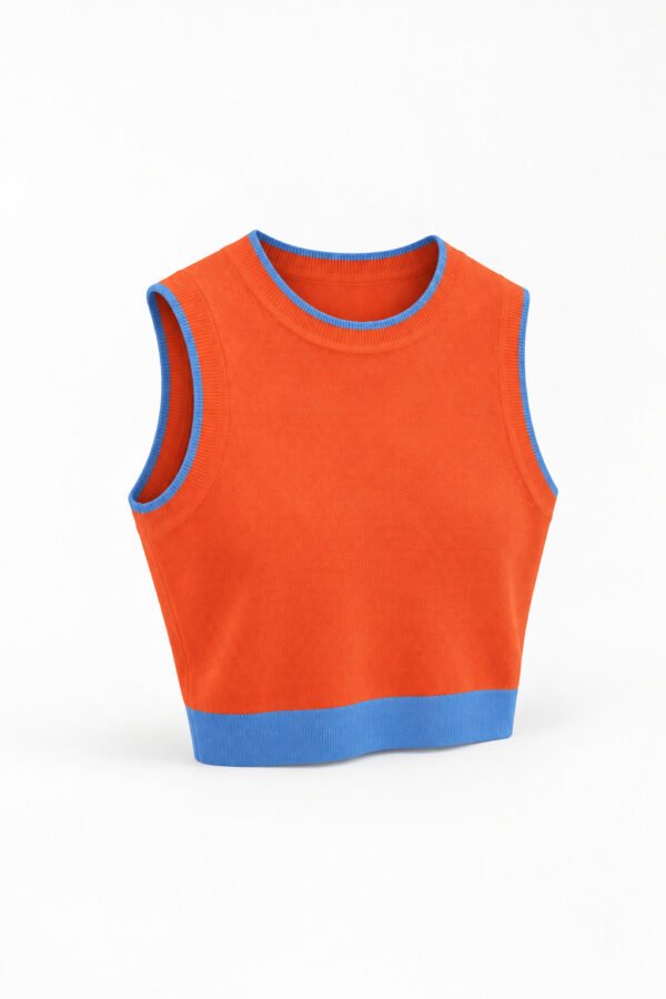 Knitted Colourblock Cropped Top